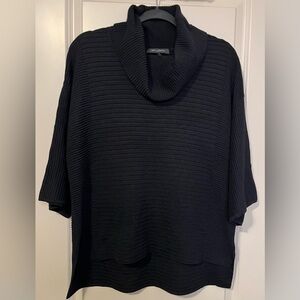 St. John Black Cowl Neck Ribbed Knit Sweater Size 8